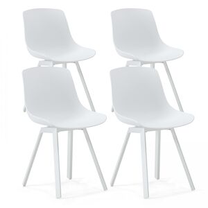Oviala Business Lot de 4 chaises scandinave aluminium blanches - Publicité