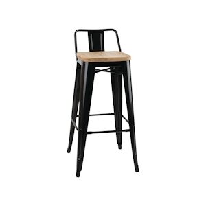 Bolero Tabouret de bar haut Bistro avec assise en bois noir (4 pièces)