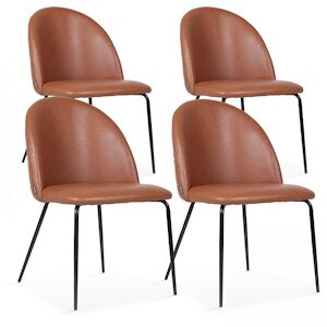 Oviala Business Lot de 4 chaises en textile enduit marron foncé - Publicité