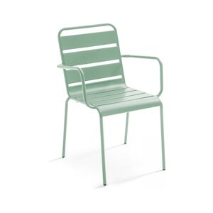 Oviala Business Fauteuil en métal vert sauge