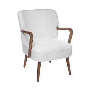 Atmosphera Fauteuil à accoudoirs en Bois et Tissu blanc à bouclettes - Publicité