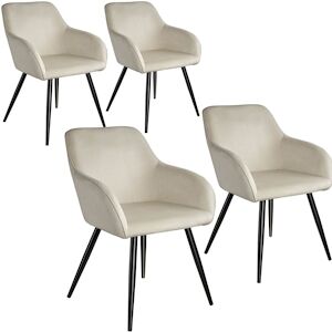 HELLOSHOP26 - Lot de 4 chaises pieds noir siège de salon cuisine salle à manger design élégant velours beige 08_0000079 - Publicité