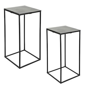 Set de 2 sellettes carrees argent  38x74 et 30x64 cm -  Carre Metal Table Passion 38x38 cm