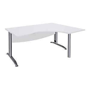 Bureau compact retour à droite Activity Métal - L.160 x P.120 cm - Plateau Blanc - Pieds L Aluminium