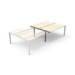 Bureau droit partagé Eminence - Module suivant - L.140 x P.165 cm - Plateau Chêne canadien - Pieds Blanc