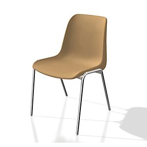 JPG Lot de 6 - Chaise collectivite Coque universelle - Polypropylene - Beige - Pieds metal chrome