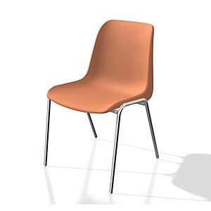 JPG Lot de 6 - Chaise collectivite Coque universelle - Polypropylene - Orange - Pieds metal chrome