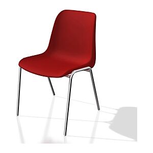 JPG Lot de 6 - Chaise collectivite Coque universelle - Polypropylene - Rouge - Pieds metal chrome