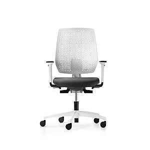 Fauteuil de bureau ergonomique Speed-O - dossier résille et piètement coloris Blanc - assise coloris Noir