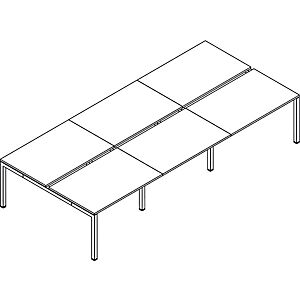 JPG Ensemble 6 postes Droit Actual - L.360 x P.165 cm - Plateau Blanc - 4 pieds Aluminium - Publicité