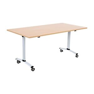 JPG Table mobile rabattable - L.140 x P.80 cm - Plateau Hetre - Pieds Aluminium