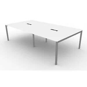 JPG Table de réunion Burocolor avec trappe d'accès - L.280 x P.143 cm - Plateau Blanc - Pieds Aluminium - Publicité