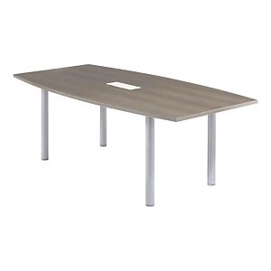 JPG Table tonneau avec électrification Actual L.200 x P.100 cm - Plateau Chêne grisé - Pieds carrés Aluminium - Publicité