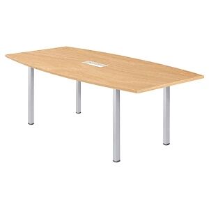 JPG Table tonneau avec électrification Actual L.200 x P.100 cm - Plateau Chêne - Pieds carrés Aluminium - Publicité