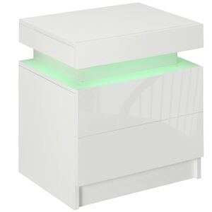 Non communiqué Table de chevet LED 2 tiroirs blanc laqué Blanc - Publicité