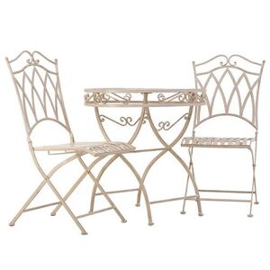 Non communiqué Ensemble table et 2 chaises en fer forgé coloris blanc - PEGANE - Blanc - Publicité