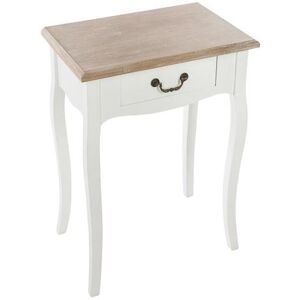 Atmosphera - Table de chevet Chrysa - L. 47 x H. 65 cm - Blanc - Chrysa Blanc, Blanc - Publicité