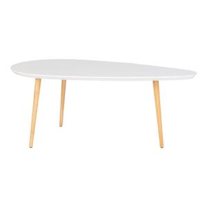 Non communiqué BEANNY - Table Basse Grand Modèle Forme Ovale Plateau MDF Blanc Pieds en Hévéa Naturel - Altobuy Blanc - Publicité