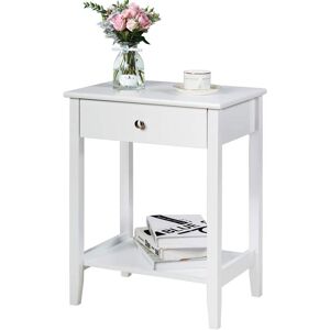 Non communiqué Giantex Table de Chevet Table de Nuit à 2 Niveaux avec 1 Tiroir, Table d'Appoint Moderne pour Chambre Salon Console, 47,5x36x62cm, Blanc Blanc - Publicité