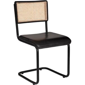 Non communiqué Lot de 2 chaise en rotin et cuir avec pieds en metal noir - Longueur 44 x Profondeur 53 x Hauteur 88 cm -PEGANE- Noir - Publicité