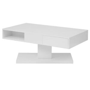 Non communiqué Table basse avec plateau pivotant, 2 tiroirs et 2 niches - MDF - Blanc laqué - ILYA Blanc - Publicité