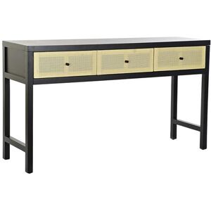 Non communiqué Console Meuble console en bois de sapin coloris noir et rotin naturel - Longueur 135 x Profondeur 38 x Hauteur 76 cm - PEGANE - Multicolore - Publicité