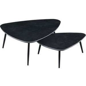 Non communiqué Table basse gigogne en céramique noire, pieds en métal noir - Longueur 150 x profondeur 80 x hauteur 35 cm - PEGANE - Noir - Publicité