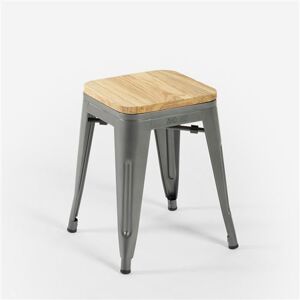 Non communiqué Tabouret industriel en métal Tolix avec siège bois pour bar et cuisine - Steel Rocket Wood Gris Gris - Publicité