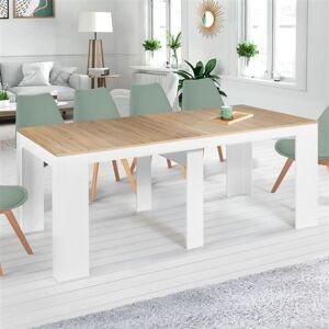 Non communiqué Table console extensible ORLANDO 10 personnes 235 cm bois blanc et façon hêtre Multicolore - Publicité