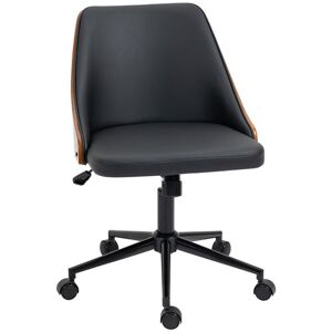 Non communiqué Chaise de bureau manager design vintage pivotante hauteur réglable bois peuplier acier revêtement synthétique noir Noir - Publicité