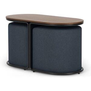 Non communiqué Table basse + 2 poufs en tissu - Naturel et bleu - ADAR Naturel foncé, Bleu - Publicité