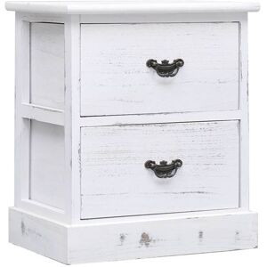 vidaXL Bedside Table White 38x28x45 cm Paulownia Wood - Publicité