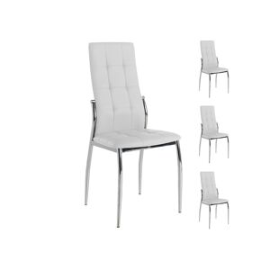 Tousmesmeubles Quatuor de chaises Eco-cuir Blanc - CALAS - L 46 x l 54 x H 101 cm