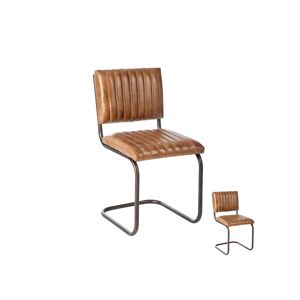 Tousmesmeubles Duo de chaises Cuir Cognac - BUFFALO - L 51 x l 45 x H 87 cm