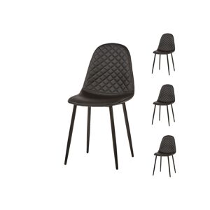 Tousmesmeubles Quatuor de chaises Simili cuir Noir - KOURSK - L 42 x l 45 x H 86 cm