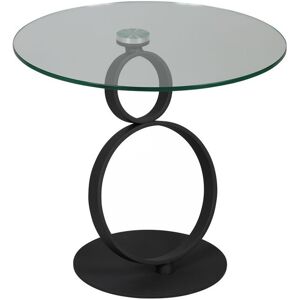 Tousmesmeubles Gueridon rond Metal/Verre trempe - STRATUS - L 60 x l 60 x H 54 cm