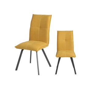 Tousmesmeubles Duo de Chaises Métal/Tissu jaune - FRESNO - L 45 x l 64 x H 95 cm