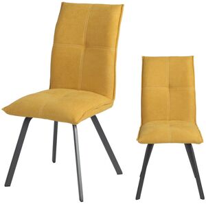 Tousmesmeubles Duo de Chaises Metal/Tissu jaune - FRESNO - L 45 x l 64 x H 95 cm