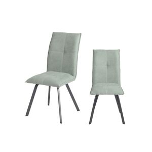 Tousmesmeubles Duo de Chaises Métal/Tissu vert - FRESNO - L 45 x l 64 x H 95 cm