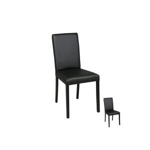 Tousmesmeubles Duo de chaises Simili Cuir Noir - SONIA - L 49 x l 44 x H 90 cm