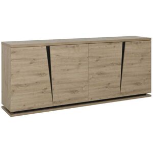 Tousmesmeubles Buffet moderne en bois 4 portes Chêne naturel/Noir - LIGNAC