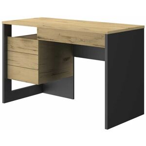 Tousmesmeubles Bureau 1 porte 1 tiroir Bois/Noir - VECCHIO - L 119 x l 54 x H 75 cm