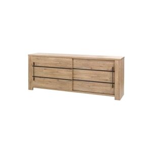 Tousmesmeubles Buffet moderne en bois 2 portes coulissantes Chêne Miel/Métal - STERA