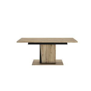 Tousmesmeubles Table rectangulaire extensible Chêne/Noir - LIGNAC
