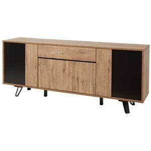 Tousmesmeubles Buffet moderne en bois et métal 4 portes Chêne Miel - CENIZA