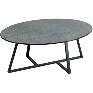 Tousmesmeubles Table basse ovale Acier/Céramique anthracite mat - JANIE