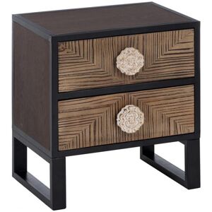 Tousmesmeubles Table de chevet 2 tiroirs Bois/Marron - TELMA