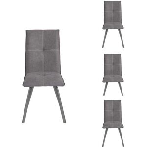 Tousmesmeubles Quatuor de Chaises Métal/Tissu gris - FRESNO - L 45 x l 64 x H 95 cm