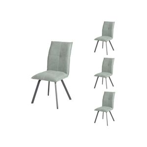 Tousmesmeubles Quatuor de Chaises Métal/Tissu vert - FRESNO - L 45 x l 64 x H 95 cm