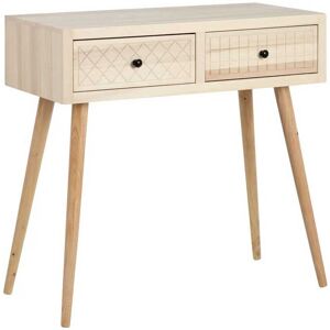 Tousmesmeubles Console 2 tiroirs Bois clair Massif - ARENA - L 85 x l 40 x H 80.5 cm - Publicité